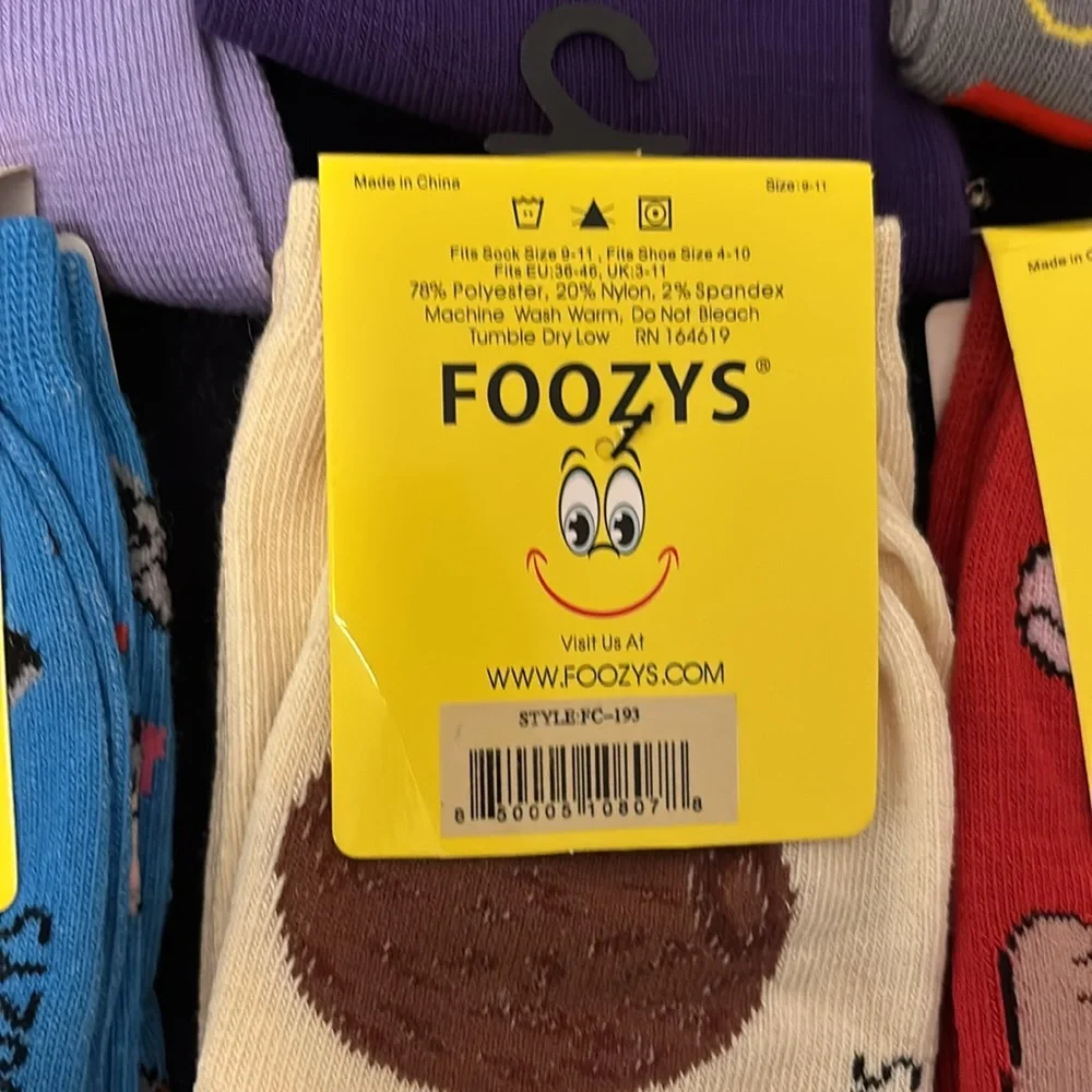 9 Pairs of Foozys Funny Socks size 9-11